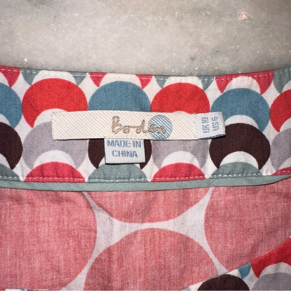 Boden‎ Size 6 Red Orange Mixed Pattern Polka Dot Women's Top Tunic - Picture 8 of 10